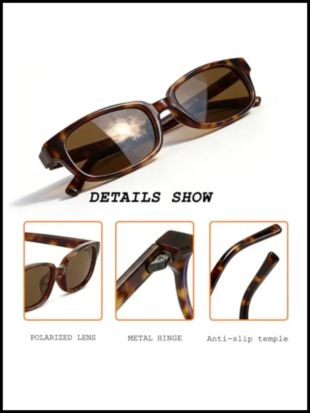 Retro Polarized Rectangle Sunglasses UV400 Protection Narrow Frame Unisex